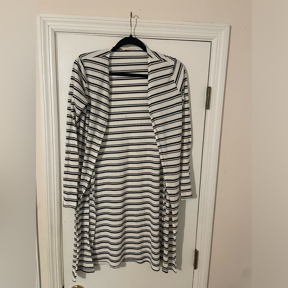 Olivia Rae Black and White Striped Cardigan